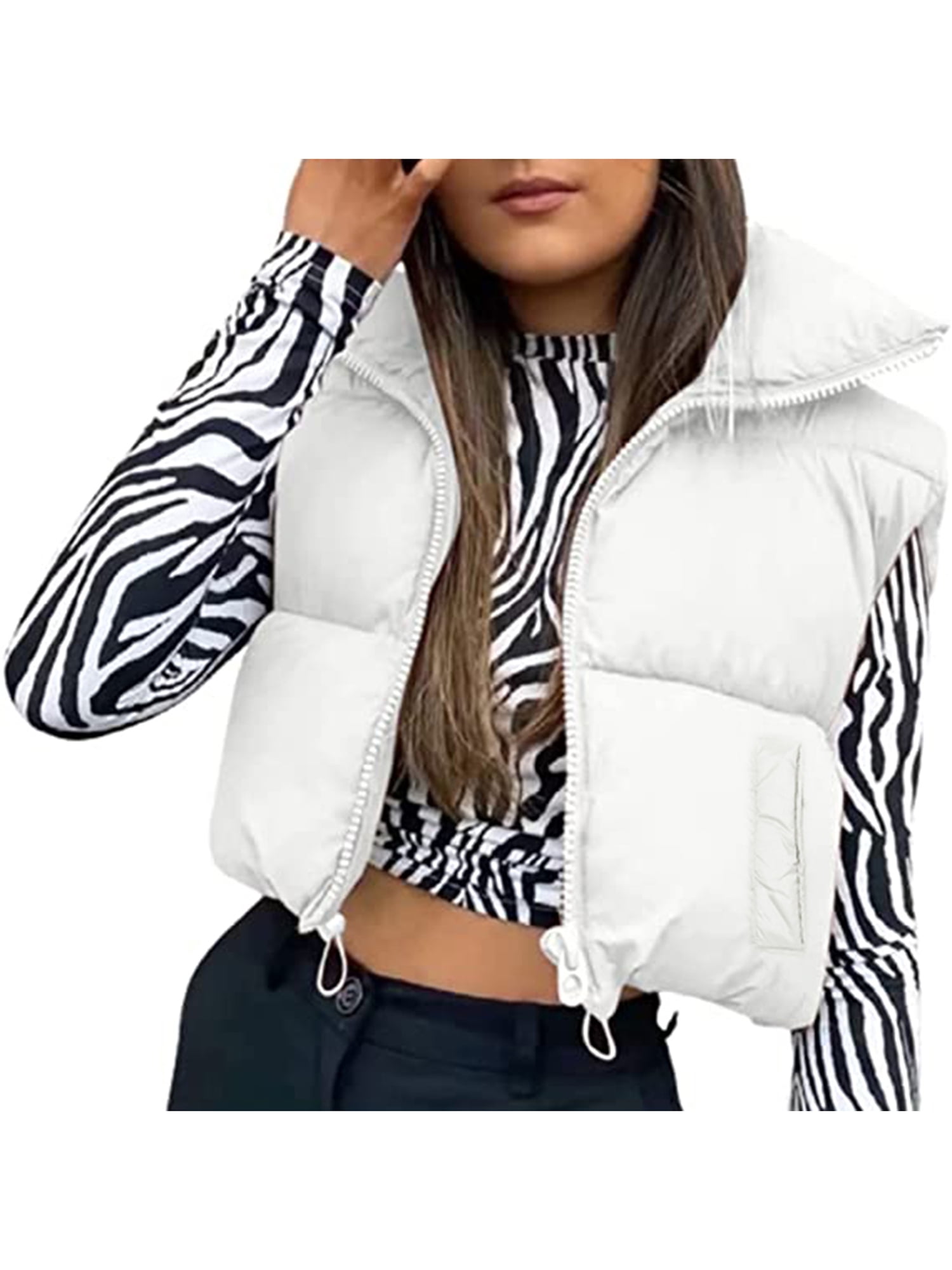 Zhiyouni Womens Cropped Puffer Vest