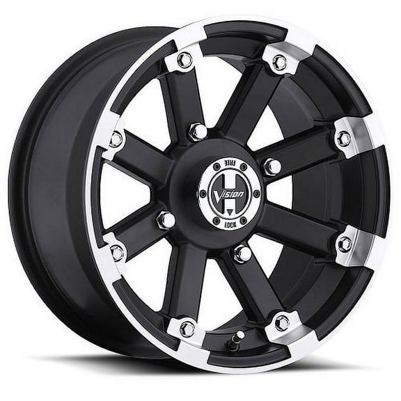 15x8 Vision 393 Lockout Matte Black Mach Lip UTV Wheel 4x137 (-10.2mm)