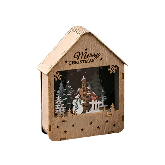 Yhmxh Santa Claus Cabin Luminous Wooden House Desktop Ornaments Painted LED Night Light Decorations Outdoor Christmas Decorations Christmas Party Supplies Christmas Gifts for Kids Women Men