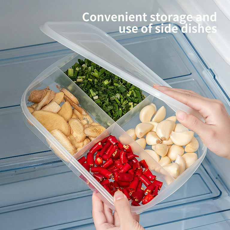 Daiosportswear Foods Storage Containers with Lids Removable Divided Platter Foods Storage Containers with 4 Compartment Refrigerator Organizer Bins