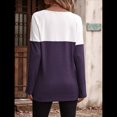 thumbnail image 4 of Camisetas de Punto Gofre para Mujer, Camisetas de Larga con Bloques de Color y Detalle de Botones, Túnicas Púrpura L, 4 of 10