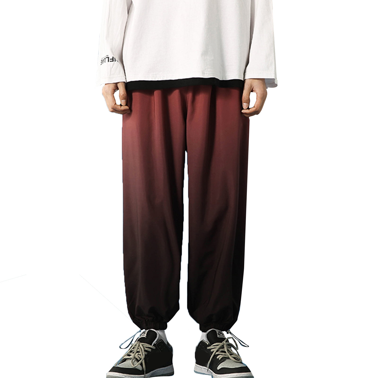 GENEMA Men Harajuku Oversize Sweatpants Gradient Colorblock Drawstring Hem  Jogger Pants