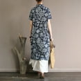 thumbnail image 5 of Cotton Linen Cheongsam Loose Chinese Women's Chinese Frog Button Dresses, 5 of 9