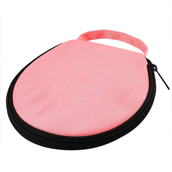 Pink Nylon Zipper Closure Round Shaped 20 Pieces Capacity Disc CD DVD Holder Storage Bag Case Organizer Wallet