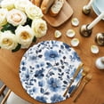thumbnail image 2 of Blue Flowers Round Placemats Set of 8 for Dinning Tables,Heat-proof Braided Table Mats 15 Inch,Spring Rustic Watercolor Floral Leaves Washable Place Mat for Kitchen Restaurant Party Table Decor, 2 of 9