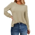 thumbnail image 4 of Fantaslook Eyelet Blouses for Women Dressy Casual Long Sleeve Shirts Crew Neck Fall Trendy Tops, 4 of 9