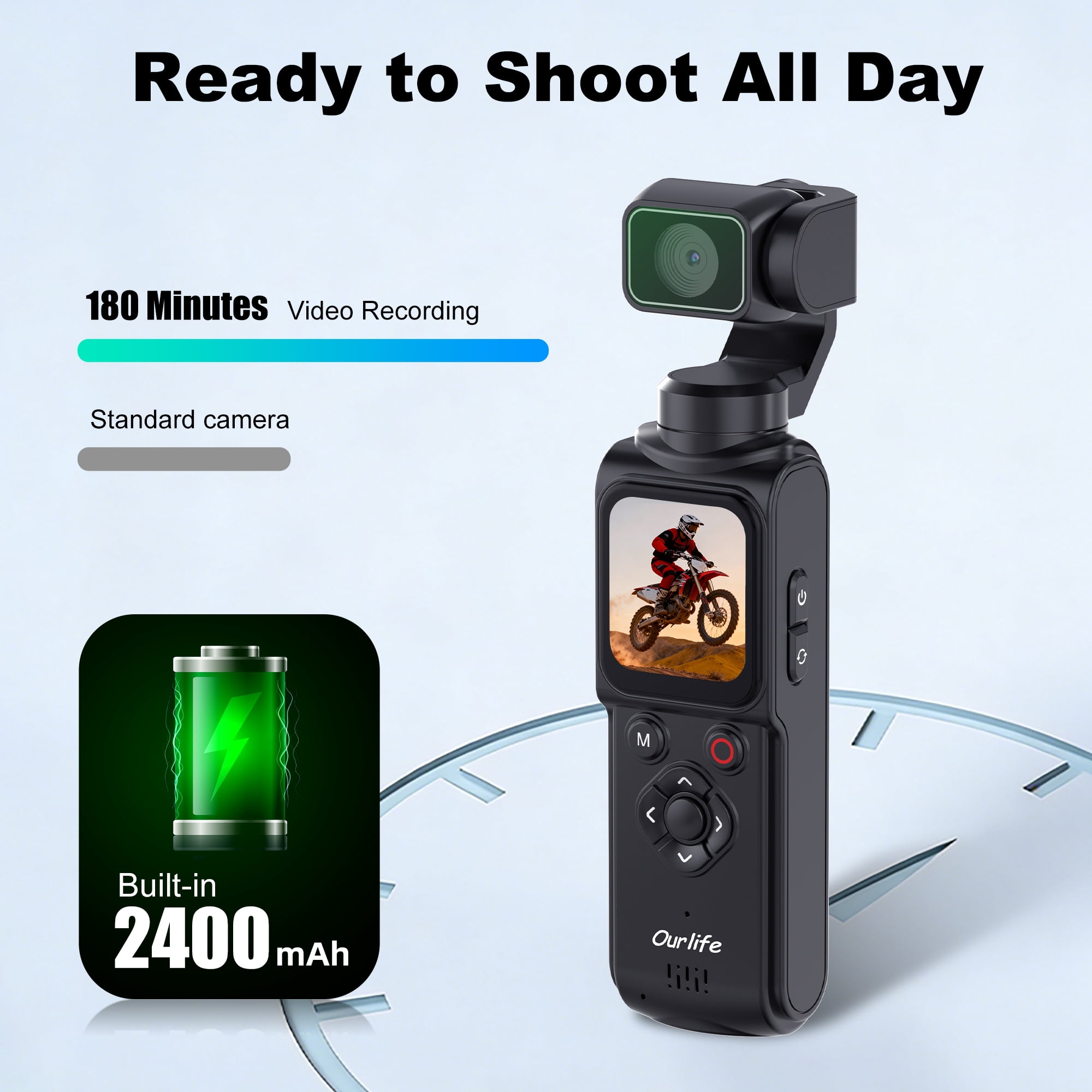 4K Vlogging Camera, Pocket Gimbal Camera with 330° Rotation, 1.72" Touch Screen, Face Tracking, 2400mAh Ultra-Long Battery Life,64G Card Travel Digital Video Camera for YouTube TikTok Creators Black