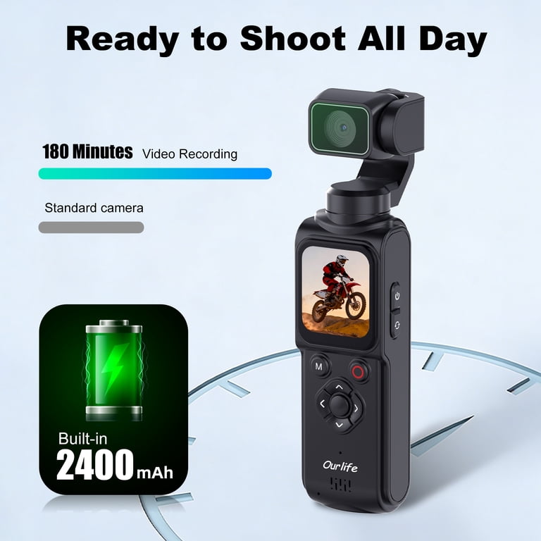 4K Vlogging Camera, Pocket Gimbal Camera with 330° Rotation, 1.72