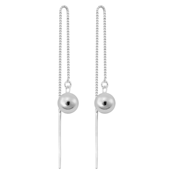 AeraVida Unique Threader Spheres .925 Sterling Silver Lightweight Slide-Through Earrings