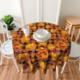 thumbnail image 6 of Happy Halloween Round Tablecloth 60 Inch Spooky Pumpkins Bats Checkered Circle Table Cover Orange Black Buffalo Plaids Table Cloth Washable Polyester for Dining Kitchen Party Holiday Decor, 6 of 6
