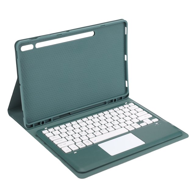 12.4in Tablet Keyboard Case with Detachable Wireless Bluetooth Keyboard for Galaxy Tab S8+ 2022 S7 FE 2021 S7+ 2020 Dark Green With Touchpad