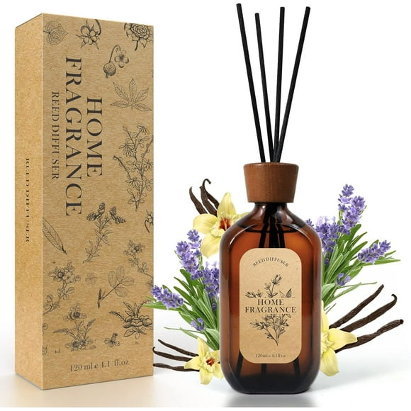 shiyou-Reed Diffuser Set, Lavender & Vanilla Reed Diffuser Gift Set, Fragrance Diffuser Aromatherapy Reed Diffuser Sticks Bathroom Decor, 4.1 OZ