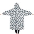 thumbnail image 2 of Oversized Wearable Blanket Hoodie,Blue Christmas Snowflake Pattern Sherpa Blanket Hoodie with Super Pockets,Super Warm Fuzzy Pullover for Women & Men, 2 of 6