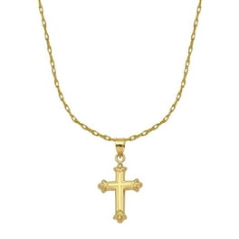 14k Two-tone White and Yellow Gold Small Fleuree Cross 18-inch Chain Necklace 14k Two-tone White and Yellow Gold Small Fleuree Cross 18-inch Chain Necklace