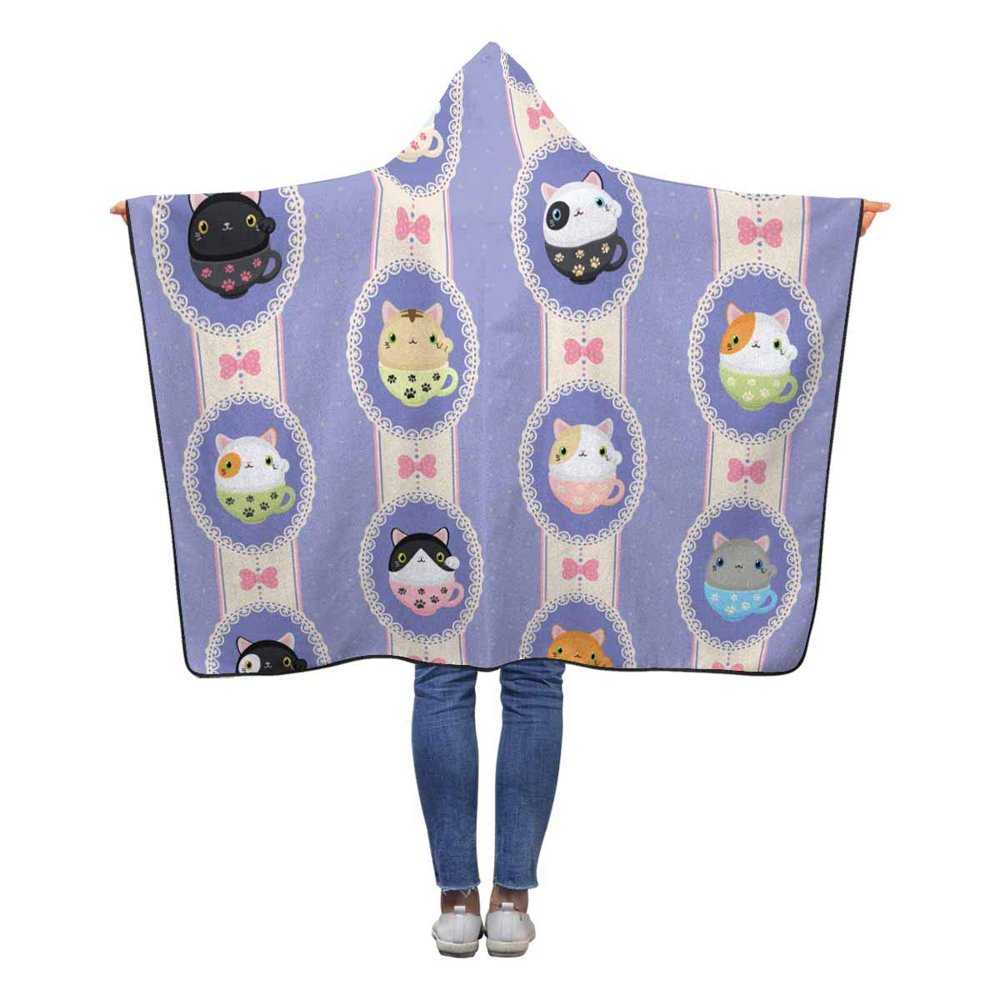 ASHLEIGH Cute Cats Paw Hooded Blanket 50x60 inches Kids Girls Boys