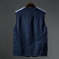 thumbnail image 4 of LODIENY Men's Plus Size (XS-5XL) Cotton Linen Utility Vest Button Up V Neck Casual Outdoor Waistcoat with Multi Pockets Navy M, 4 of 4