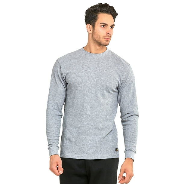 men's waffle crew neck long sleeve