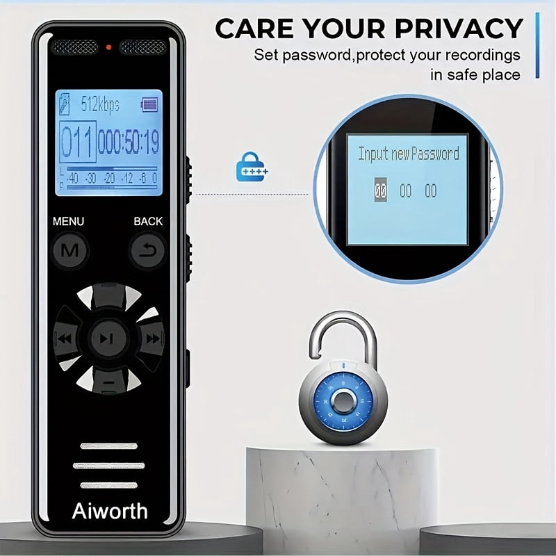 136GB Digital Voice Recorder, 9860H Recording, Voice Activated, MP3 Player, Password Lock, Variable Speed Playback, for Lectures Meetings Interviews, USB Rechargeable, Long Battery Life