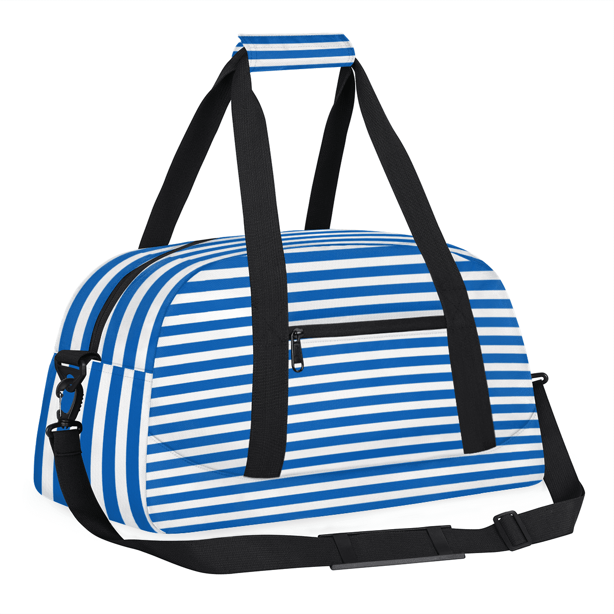 Herdesigns Blue Striped Sports Duffle Bag for Women & Men, Gym Bag Dance Bag Overnight Bag Carry On Weekender Travel Bag