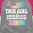 thumbnail image 3 of Instant Message - This Girl Makes Waves Mermaid - Toddler & Youth Girls Raglan Graphic T-Shirt, 3 of 6