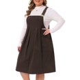 thumbnail image 2 of DARING DIVA Women's Plus Corduroy Pinafore Dress Pleated Skirt 2X Dark Brown, 2 of 6