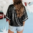 thumbnail image 2 of VNKIDY Women's Carnival Sequin Football Pattern Short Sleeve T Shirts Crewneck Loose Fit Tees For Sports Theme Party Casual Daily Wear Outdoor Activities Cozy Tops, 2 of 5
