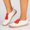 Red, variant on YOUYEDIAN Sneakers for Women Fashion Color Block Comfy Slip On Casual Flats Versatile Round Toe Walking Shoes