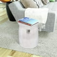thumbnail image 3 of vidaXL Hammered Aluminum Stool Side End Living Room Silver/Brass 16.5"/18.5", 3 of 17