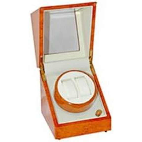Burlwood Double Watch Winder for Automatic Watch with Programmable Timer Dual Burl Wood Finish