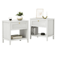 thumbnail image 2 of EYYTHUNG Farmhouse Nightstand Set of 2, Large Bedside End Table with Drawer & Open Storage, Mid Century Wood Night Stand, Antique White, 2 of 6
