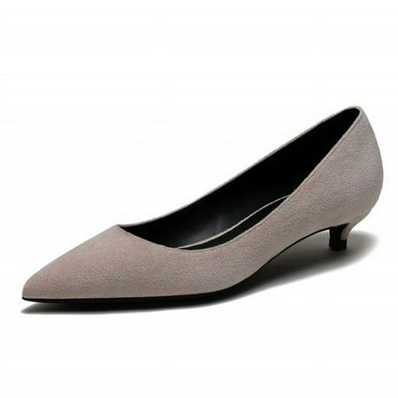 

YCNYCHCHY 2020 New Kid Suede Leather Women Pumps Pink Gray Dress Shoes Woman Pointed Toe Office Bridal Shoes Fashion Med High Heel