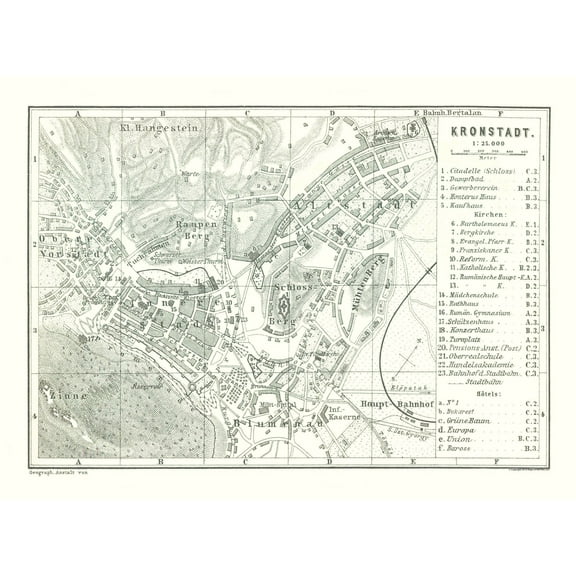 Historic Map - Brasov Romania - Baedeker 1896 - 31.36 x 23 - Vintage Wall Art