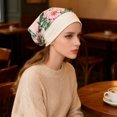 thumbnail image 5 of Suodoka Patterned Faux Silk Bandana Women Satin Elastic Head Scarf - Green Leaves, 5 of 9