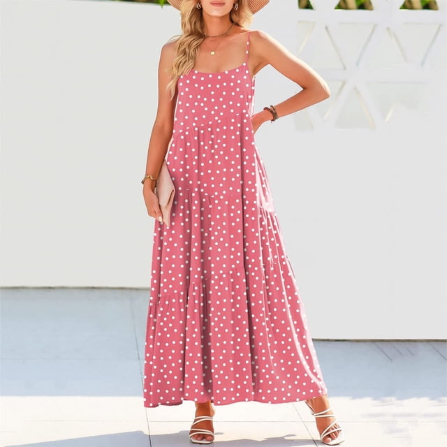 Lenago Robes de Mariage Grande Taille pour Mariée Robe d'Été Décontractée Ample à Bretelles Plage Longue Maxi Robes d'Été pour Femmes Robes de Plage en Liquidation