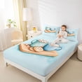 thumbnail image 4 of Manfei Sweet Christmas Dessert Twin Sheet Sets,Merry Xmas Twin Fitted Sheet,Blue Brown Flat Sheet For Kids,Super Cozy Room Decor,3 Pieces, 4 of 7