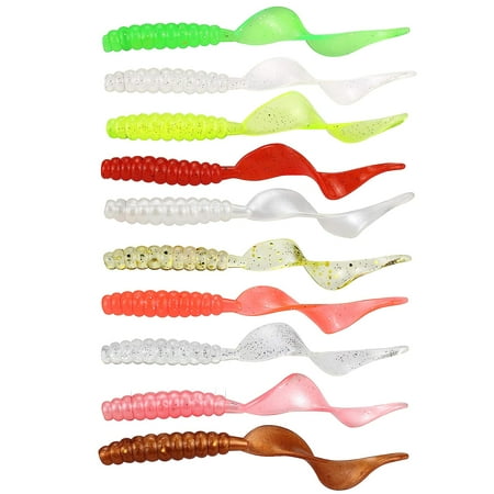 Grub Fishing Lures 60/120/240pcs Soft Plastic Bait for Saltwater/Freshwater 10 Mixed Colors - 1.6/2.2/2.8 inches