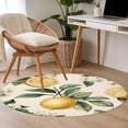 thumbnail image 3 of Area Rug 48in, Watercolor Lemon Green Leaves Floor Carpet Living Room Rug, Country Flower Seamless Non-Slip Welcome Mat Indoor Rugs for Bedroom Dining Room, 3 of 9