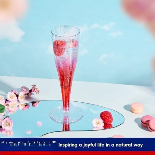 100 Pack Plastic Champagne Flutes Disposable 4.5 oz Purple Glitter Plastic Champagne Glasses Suitable for Wedding, Thanksgiving Day, Christmas