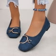 thumbnail image 6 of Miluxas Womens Square Toe Flats, Decorative Buckle Ballet Shoes, Soft Slip On Casual Flats, Low Heel Work Shoes for Women Navy 7(39), 6 of 9