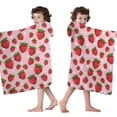 thumbnail image 4 of Red Strawberry Plants Fruit Dot Pink Pattern Hooded Bath Towel，50"x30" for Ages 3 To 12 Kids, Quick Dry Lightweight Soft Microfiber Hood Beach Towel Cover Up for Kids, 4 of 7