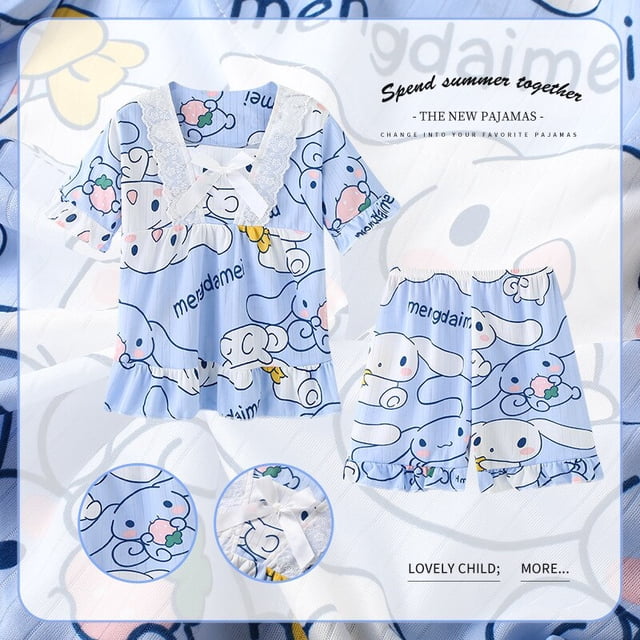 Pikachu-Conjuntos de pijamas de dibujos animados para niñas, ropa de dormir de manga corta Kawaii, pantalones cortos, Jersey, ropa de casa, Verano qym unisex