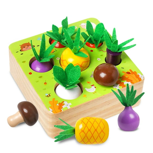 NAODONGLI Wooden Montessori Toys for 1 2 3 Year Old Toddlers Wood Shape Sorting Farm Harvest Games Toys for Ages 2-4 First Birthday Gifts for Ages 1+ Baby Boys Girls