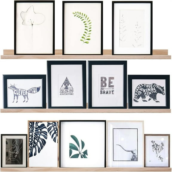 48 Inch Long Narrow Floating Shelves for Wall Storage Rustic Natural Wood Wall Shelf for Wall Décor Wall Bookshelf for Kids Room Picture Ledge Shelf a Set of 3