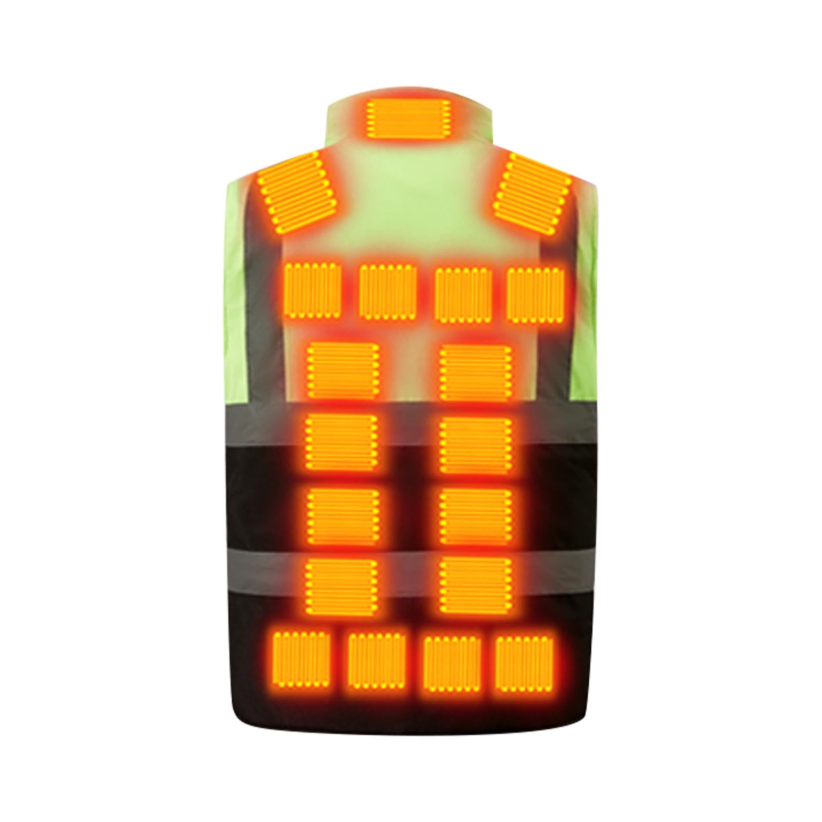 Txeol Heated Hi Vis Work Jackets for Men Zip Up Sleeveless Outdoor Warm Vest Color Block Winter Heated Coats with Pockets,Green,XXXXL