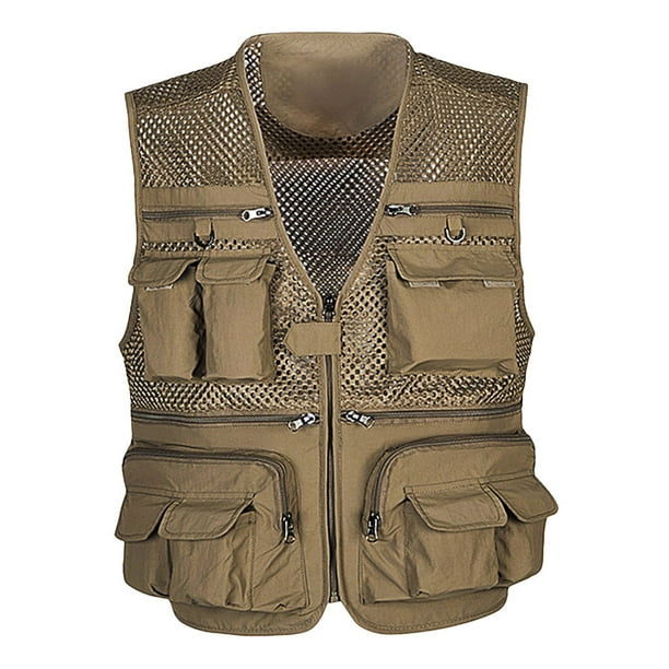 Men Outdoor Multi-pocket Mesh Vest Thin Photography Fishing Vest Top ...