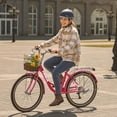 thumbnail image 3 of VIRIBUS Women's Bike 24" Beach & City Cruiser Bicycle with 7 Speed Basket Rose Red, 3 of 14