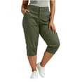 thumbnail image 4 of SwiftWear Women's Plus Size Cargo Capri Pants Summer Elastic Waistband Casual Outdoor Hiking Trousers with Pockets, 4 of 8