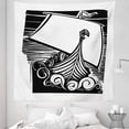 thumbnail image 1 of Nordic Tapestry, Viking Longship Sailing on Swirling Waves Stormy Ocean Exploration Theme Art, Fabric Wall Hanging Decor for Bedroom Living Room Dorm, 5 Sizes, Black and White, by Ambesonne, 1 of 1