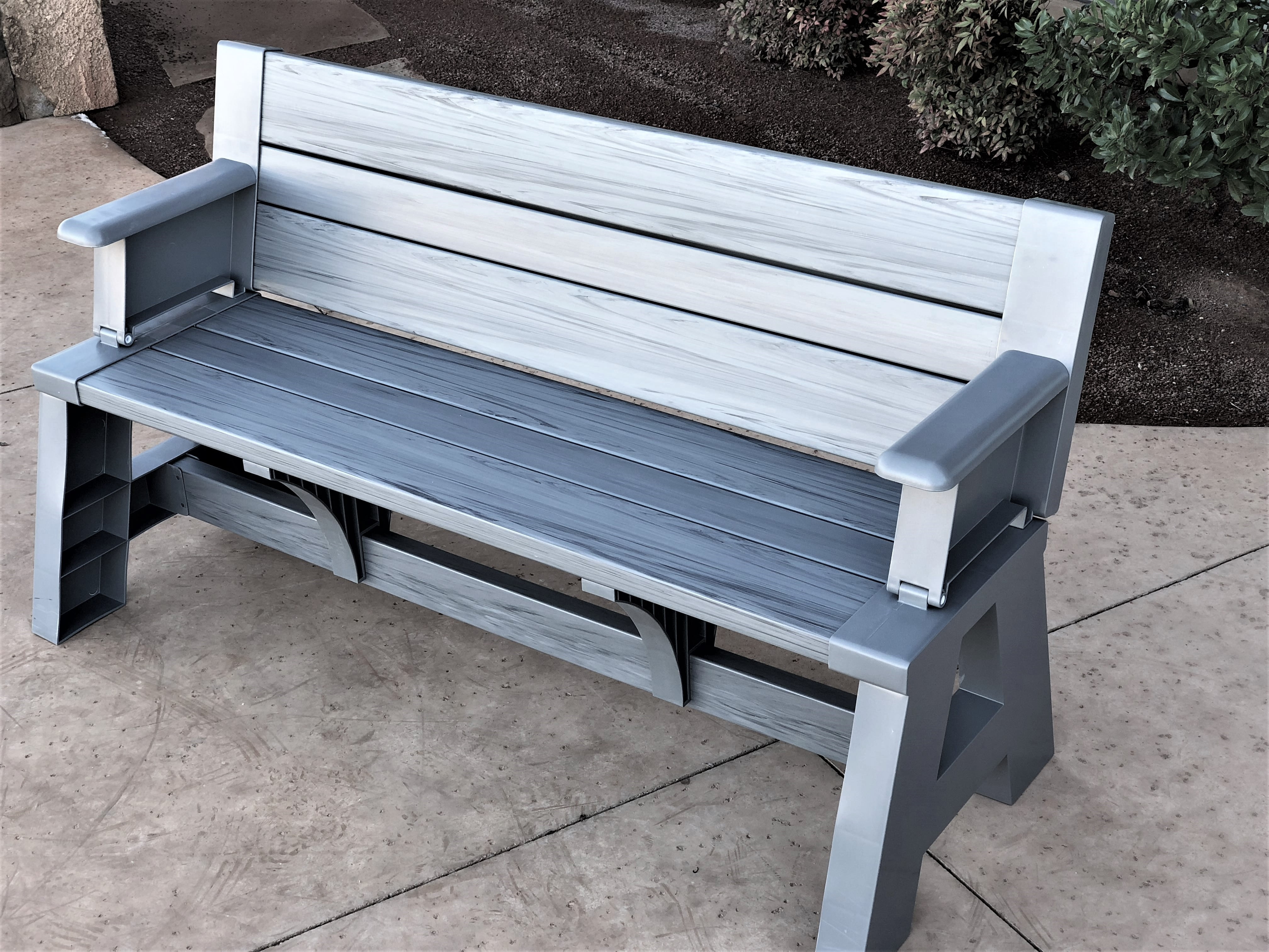 Convert-A-Bench Folding Picnic Table Bench, Platinum Gray - Walmart.com
