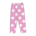 thumbnail image 6 of Uemuo Pink And White Polka Dot Pattern Women's Wide Leg Palazzo Lounge Pants with Pockets Light Weight Loose Comfy Casual Pajama Pants-Small, 6 of 9